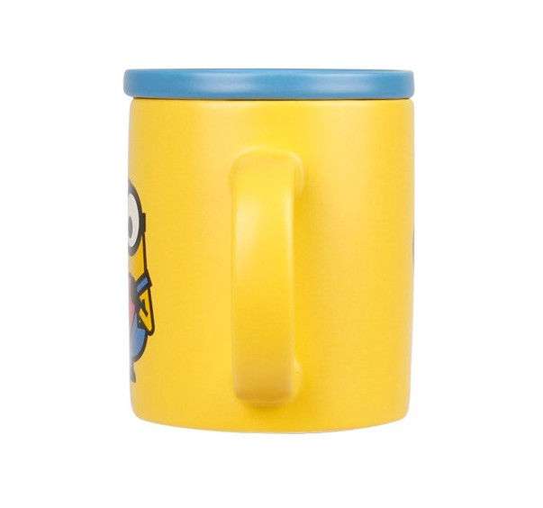 Cute Minions Heart Bob Ceramic Mug with Lid 12oz Yellow Cup