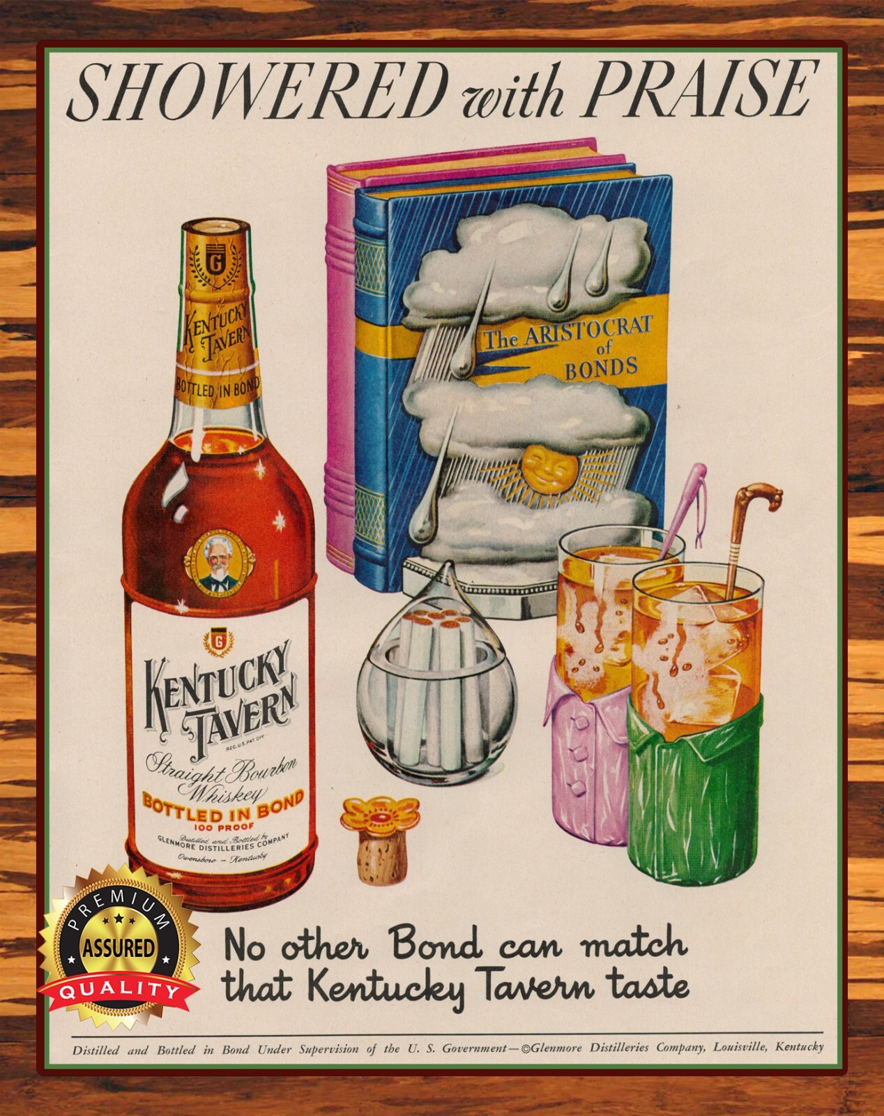 Kentucky Tavern Straight Bourbon Whiskey – 1950 – Restored – Metal Sign 11 x 14