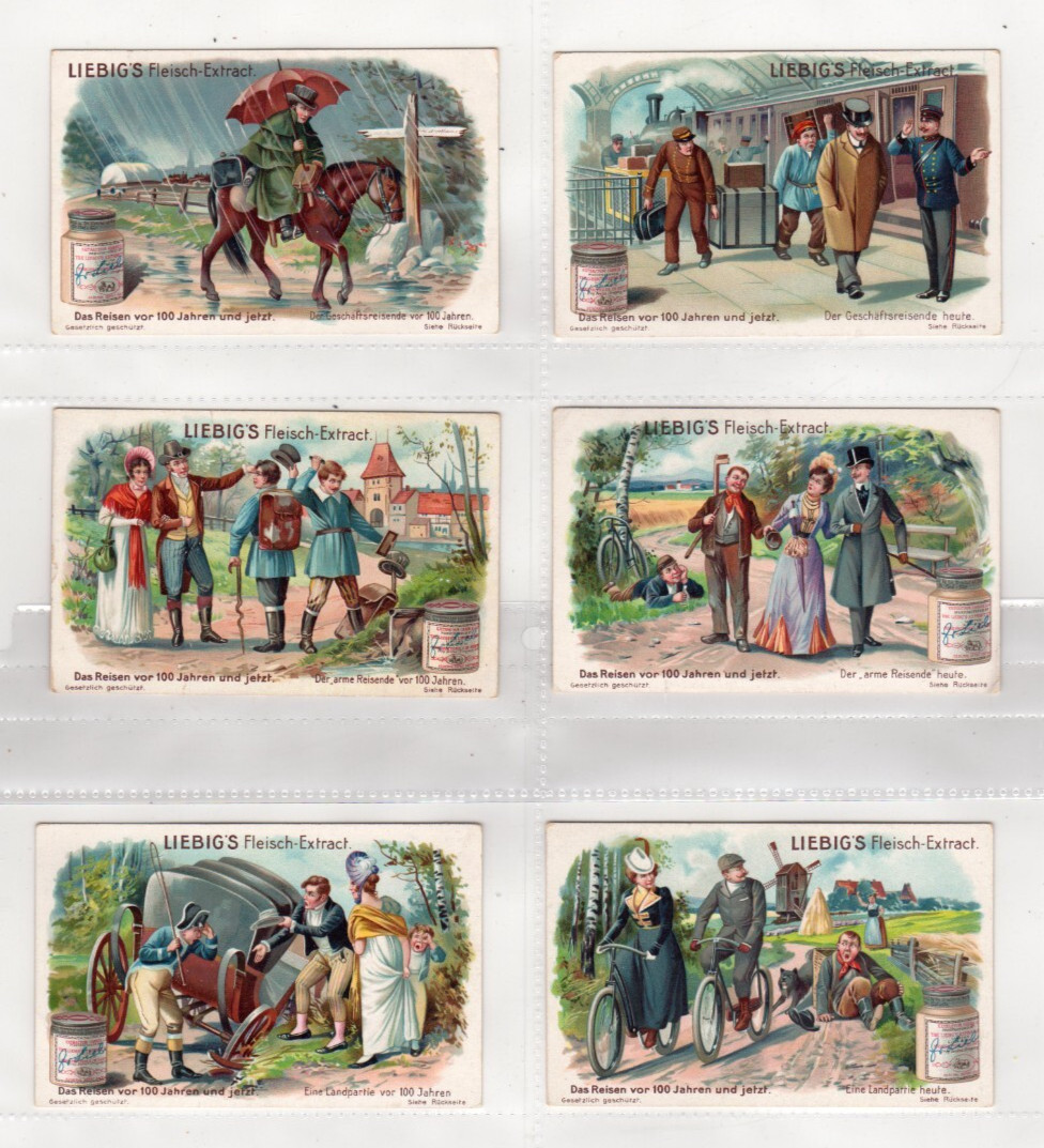 Germany – Complete Set of 6 “100 Years of Traveling,” Leibig Trading Cards