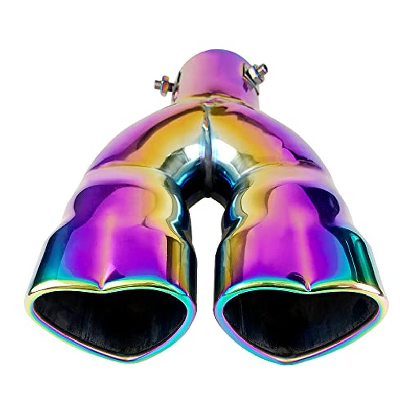 Idain 2.5 Inch Inlet Dual Exhaust Tips Muffler Tipchrome Heart-Shaped Exhaust