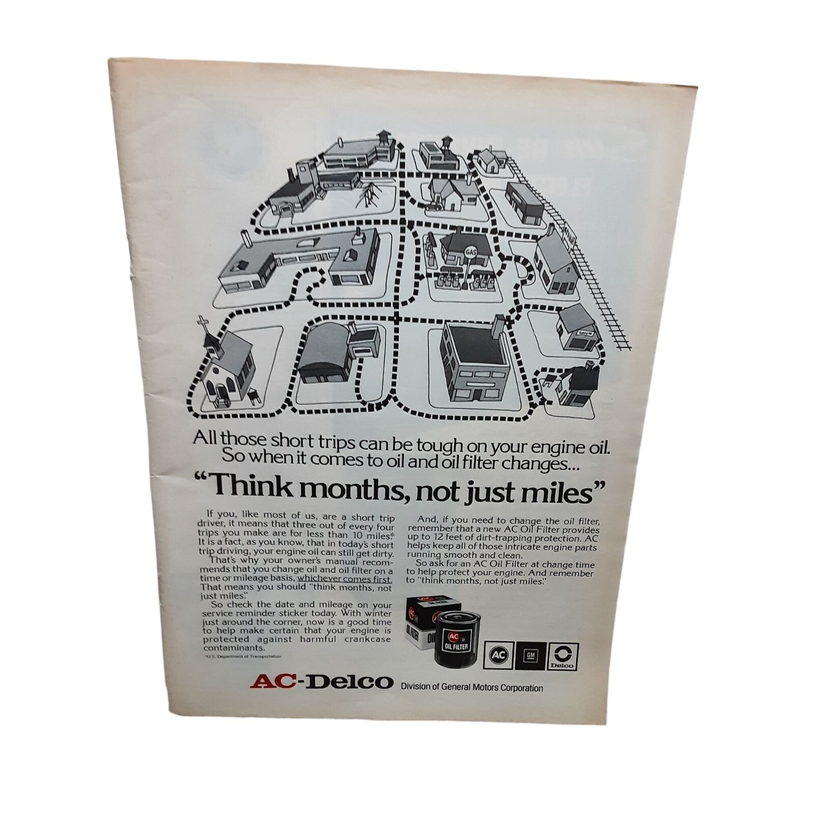 1974 AC Delco Oil Filter Original Print Ad Vintage
