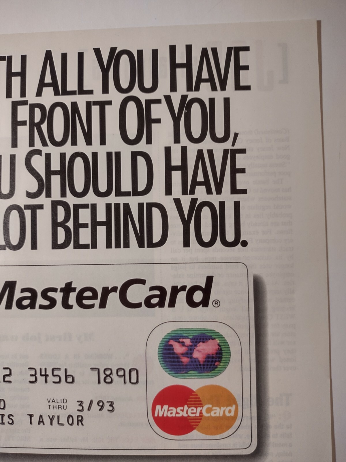 Vintage 1990s Print Ad Mastercard With All You Have In Front of You