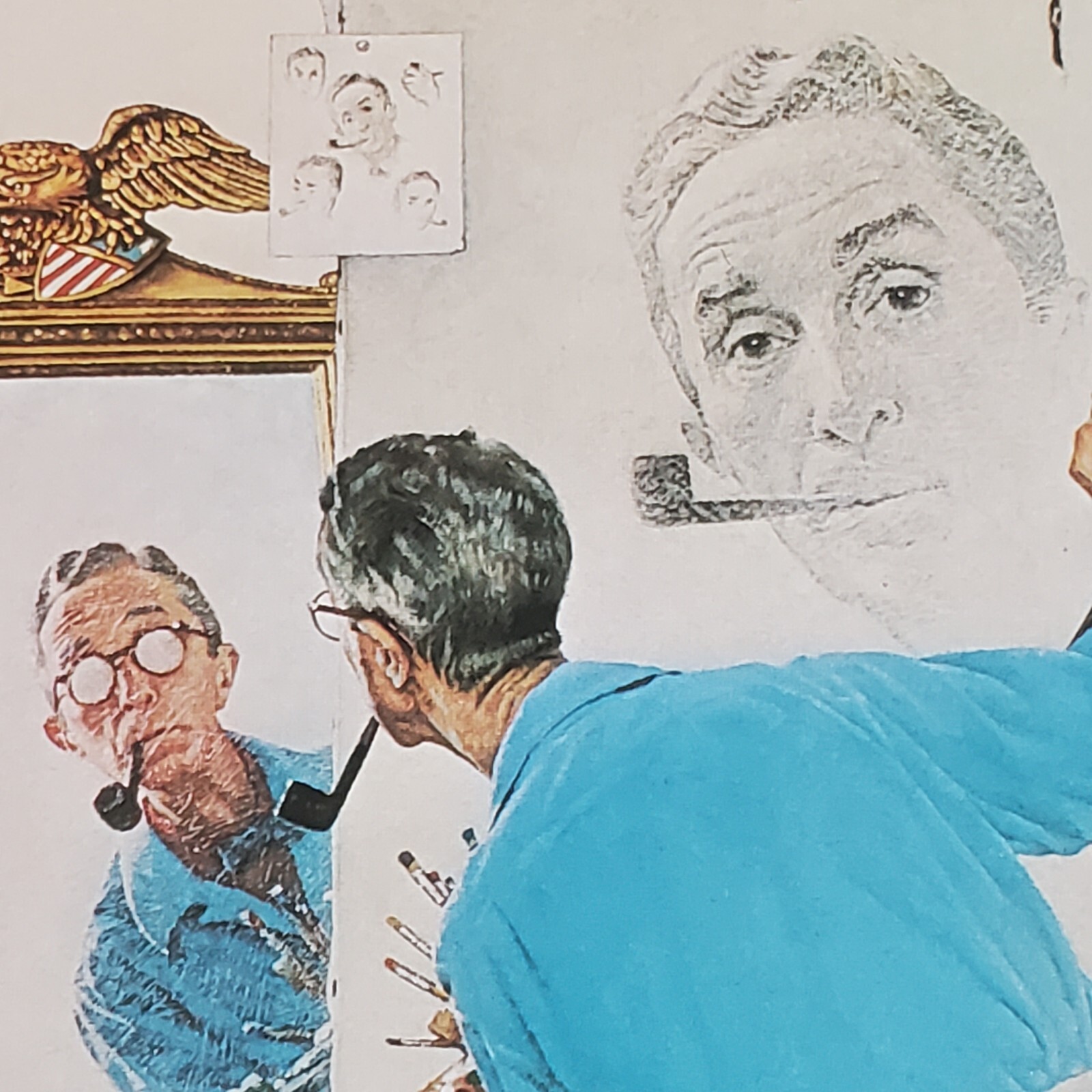 Ad Norman Rockwell Self Portrait Post Cover 1960 @1980 Print Advertisement Art