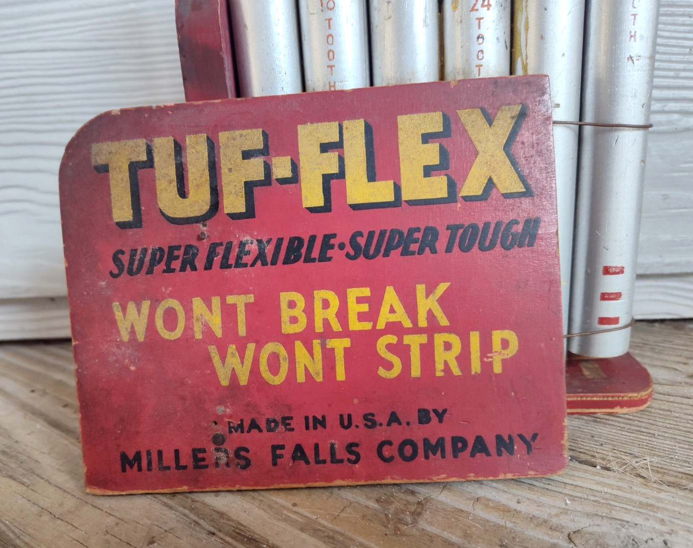Vintage Wood Tuf-Flex Countertop Advertising Display in Original Paint
