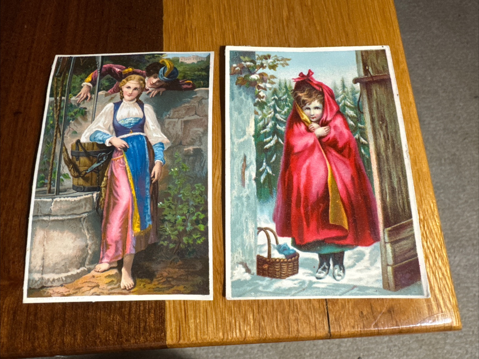2-R. E. Goggins & Son Trade Card-Red Ride Hood/Talking Well-Sacramento, Ca. Q296