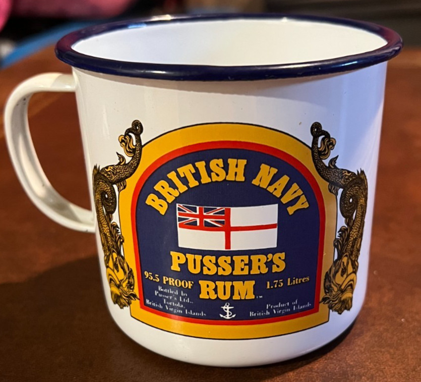 SET OF 3 VINTAGE Pusser’s Rum Tin Mug British Royal Navy Royal Toasts/Terms