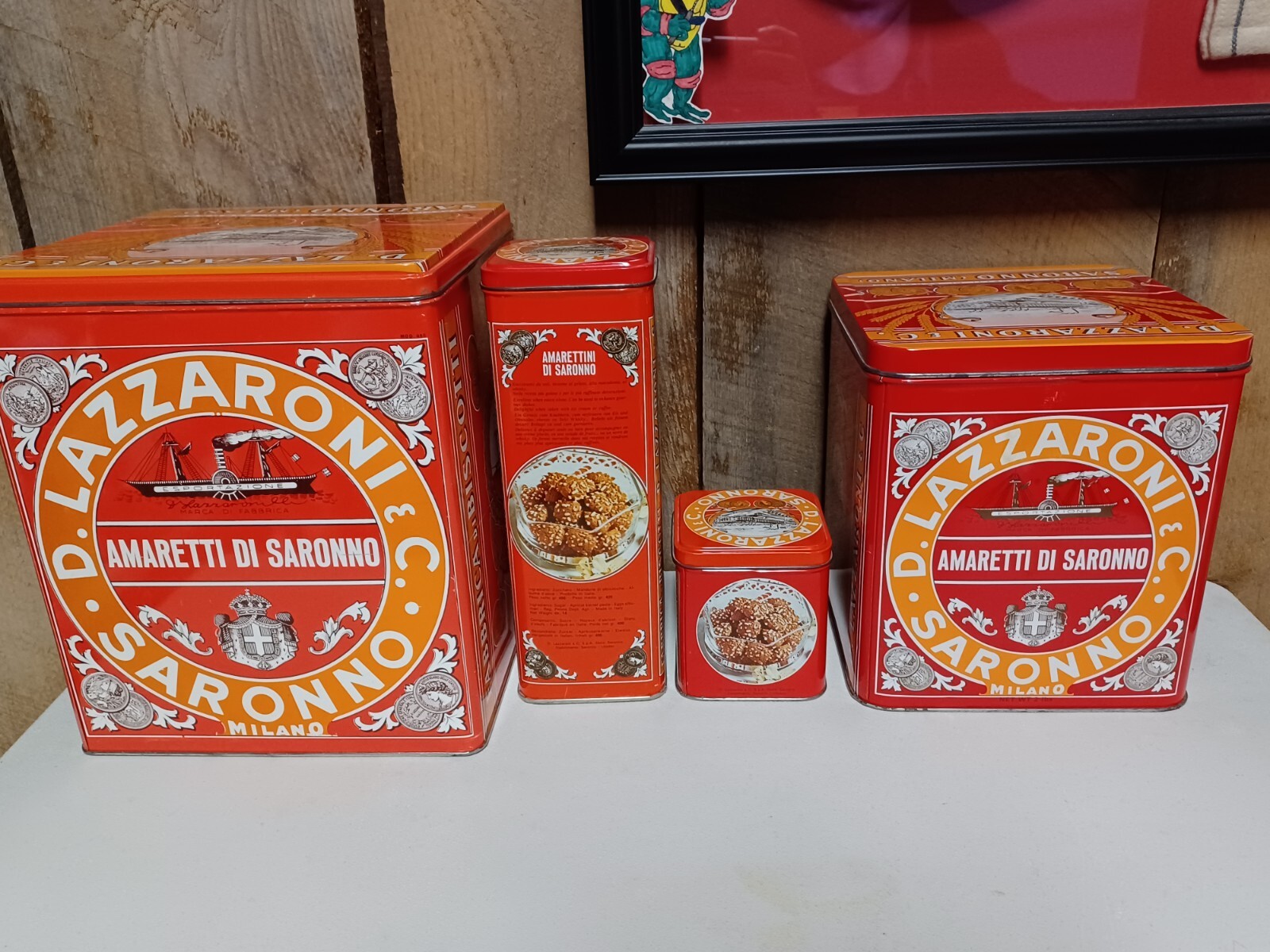Lot of 4 D. Lazzaroni & C. Amarettini Di Saronno Milano Italian Biscotti Tin