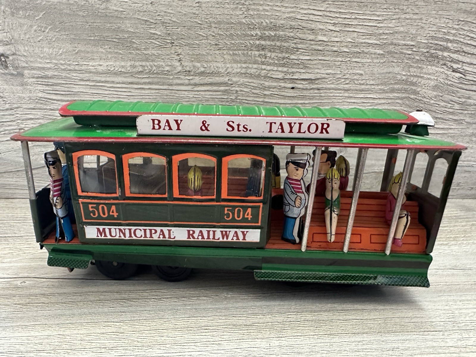 Vintage Bay Taylor Municipal Railway Tin Street Trolley Car Japan TIN TOY