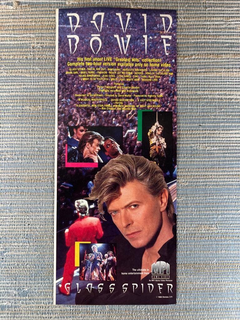 David Bowie Glass Spider Live Greatest Hits Home Video 1988 Vintage Print Ad