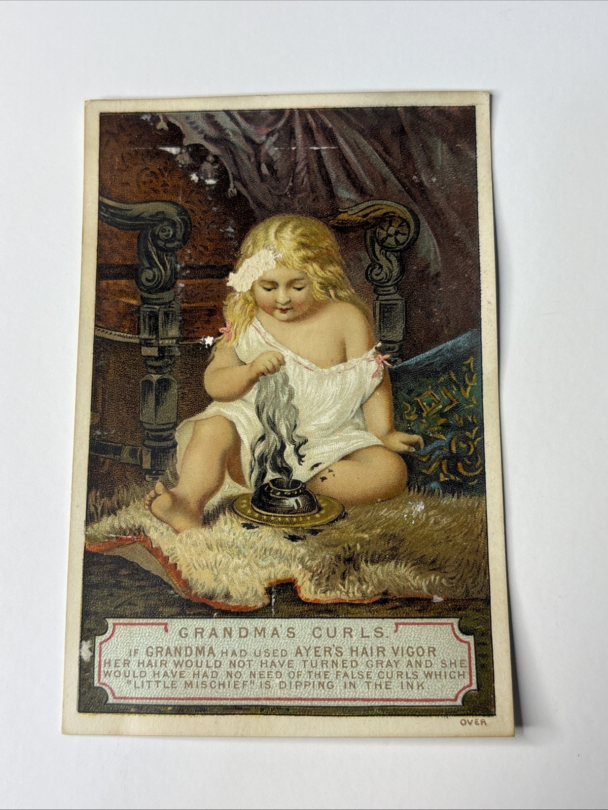 DR JD AYER & CO Lowell Mass HAIR VIGOR Victorian Trade Card 10075