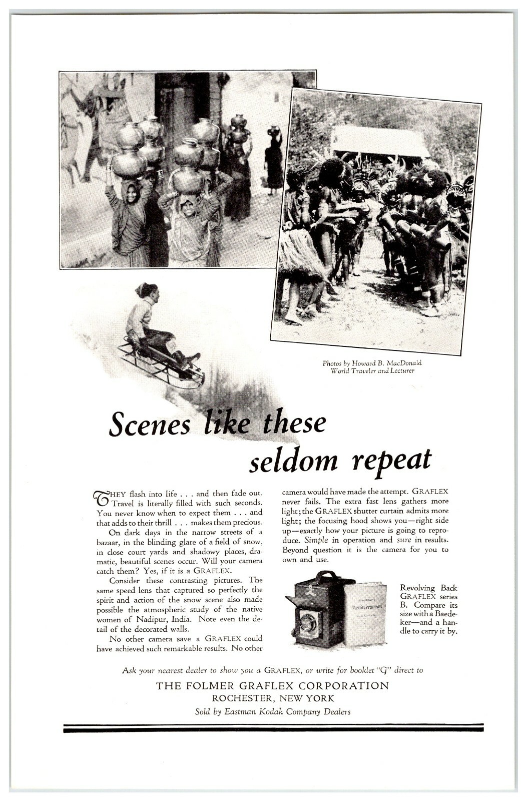 1927 GRAFLEX CAMERA Vintage 6.5″ X 10″ Magazine Ad 1920’s M175
