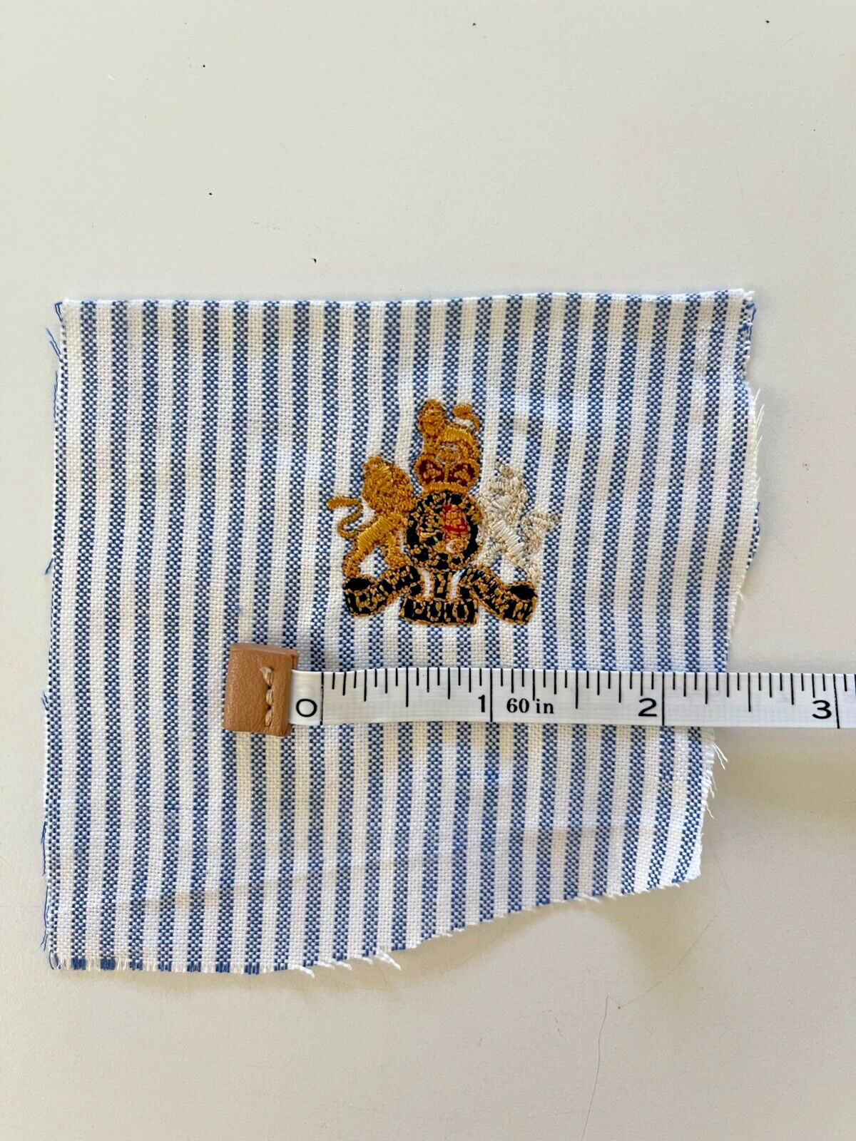 Polo Ralph Lauren embroideries small crest with lion and unicorn on blue stripe