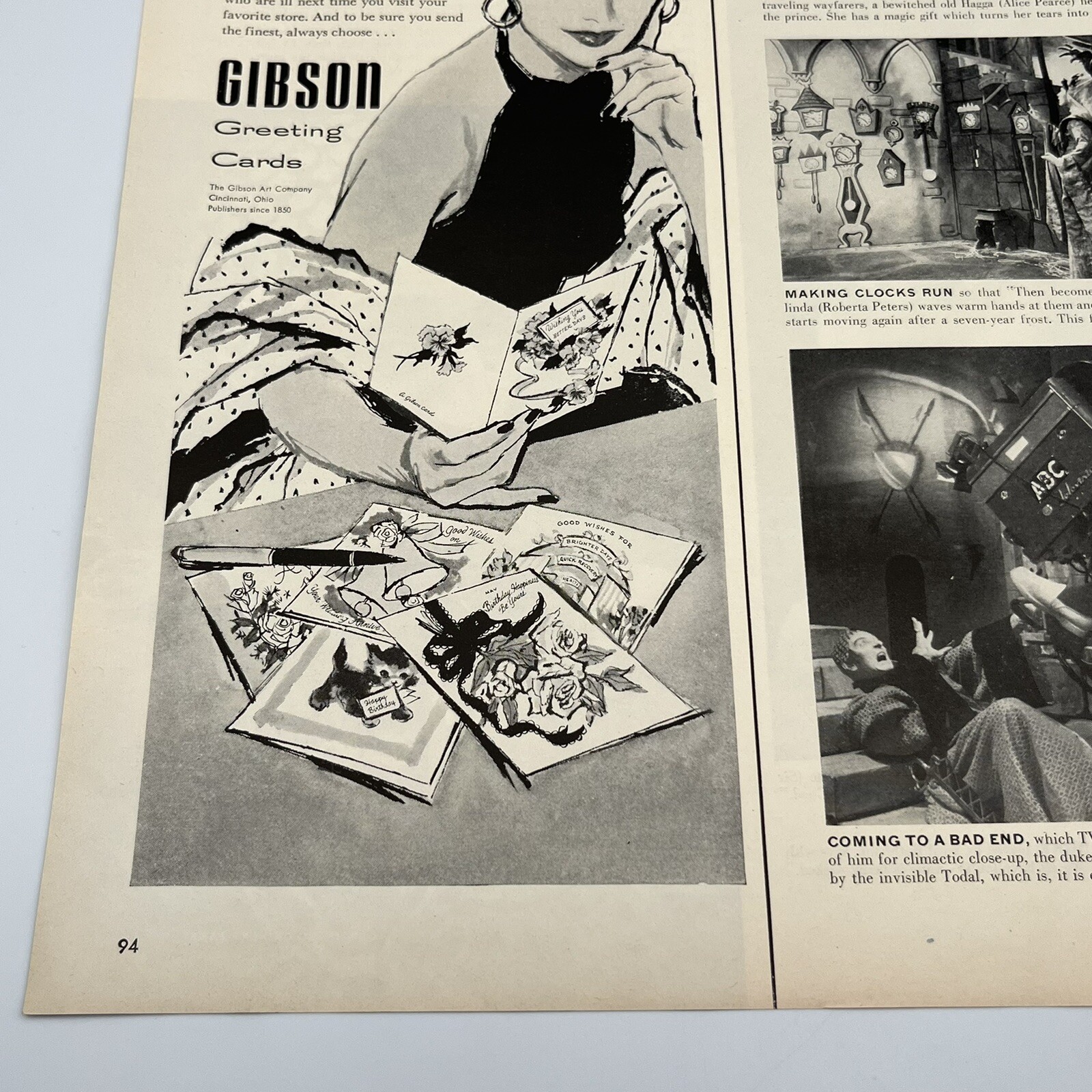 1954 Gibson Greeting Cards Vintage Print Ad 5.5″x14″ Gibson Art Company Ohio