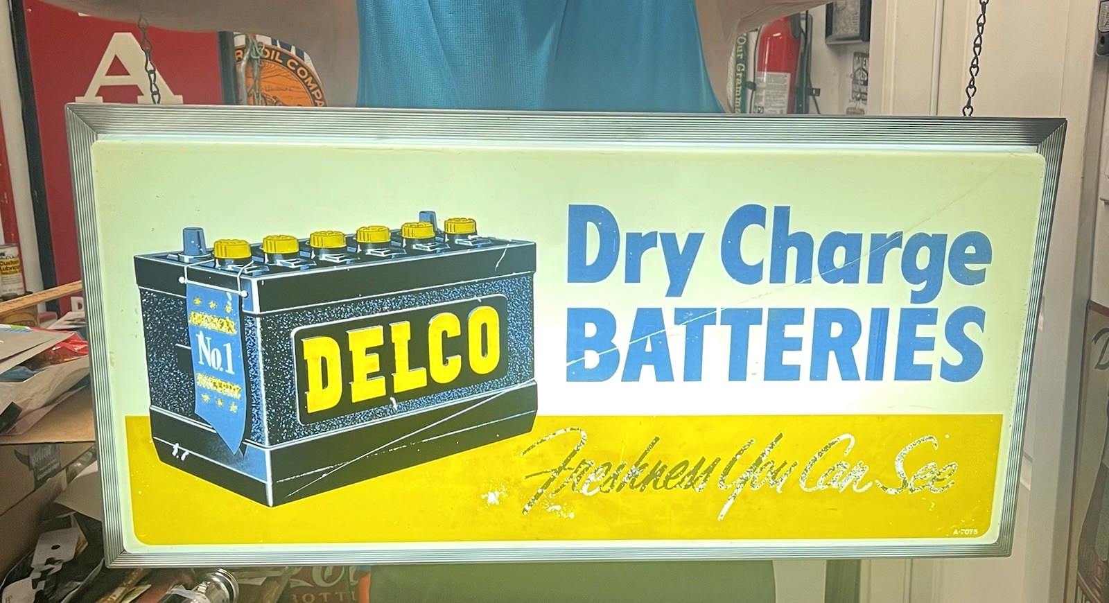 RARE ORIGINAL 1950s DELCO BATTERIES VINTAGE SIGN