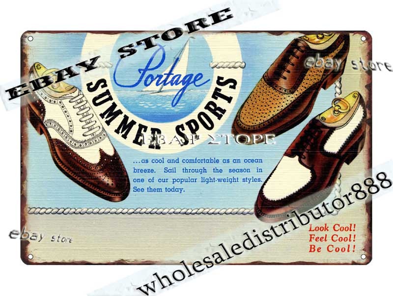 Tin Sign 1942 Portage Summer Sports Shoes Vintage Footwear cafe pub men cave
