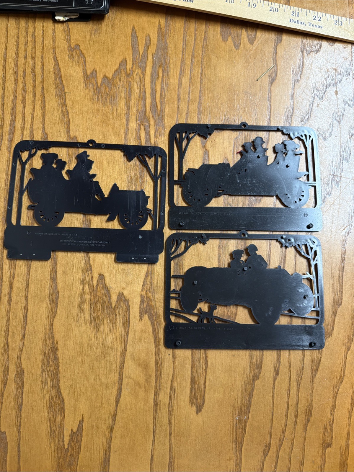 Set Of 3 Vintage 1950’s Vernon Calendar Toppers Insurance advertising Old Cars