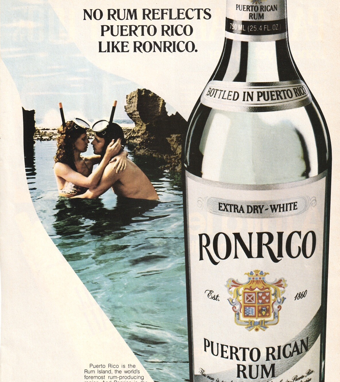 Vintage 1979 Sexy Scuba Couple – Ronrico Rum Original Print Ad 20x27cm PEO1279