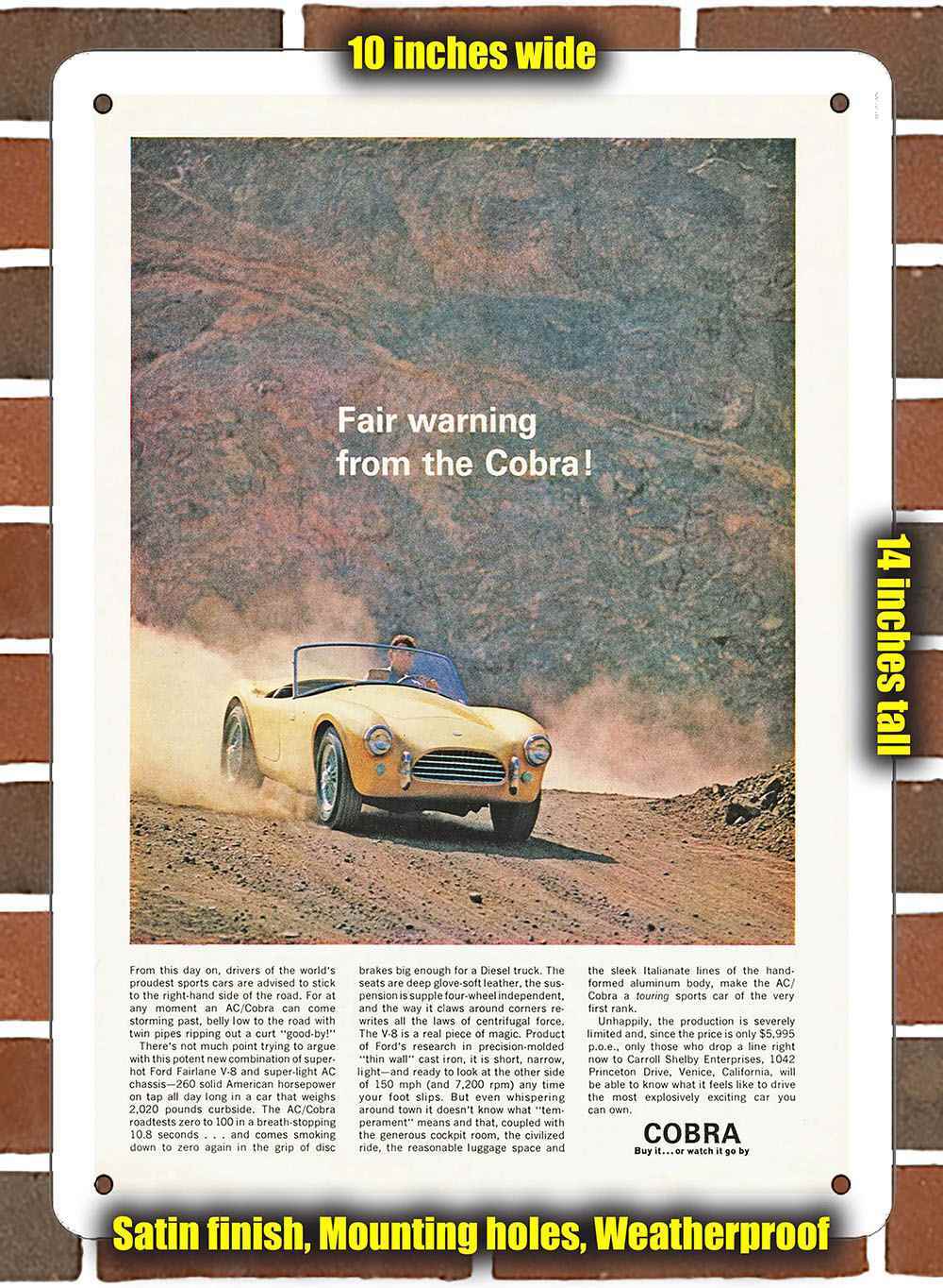 Metal Sign – 1962 Shelby Cobra 260- 10×14 inches