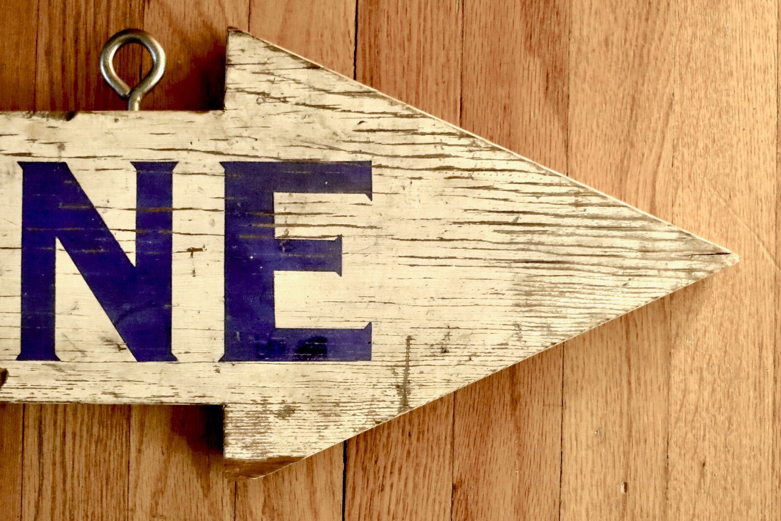 Vintage Hand Made 4′ Wood Arrow Sign Says “Telephone” / 2 Sided / Ready to Hang