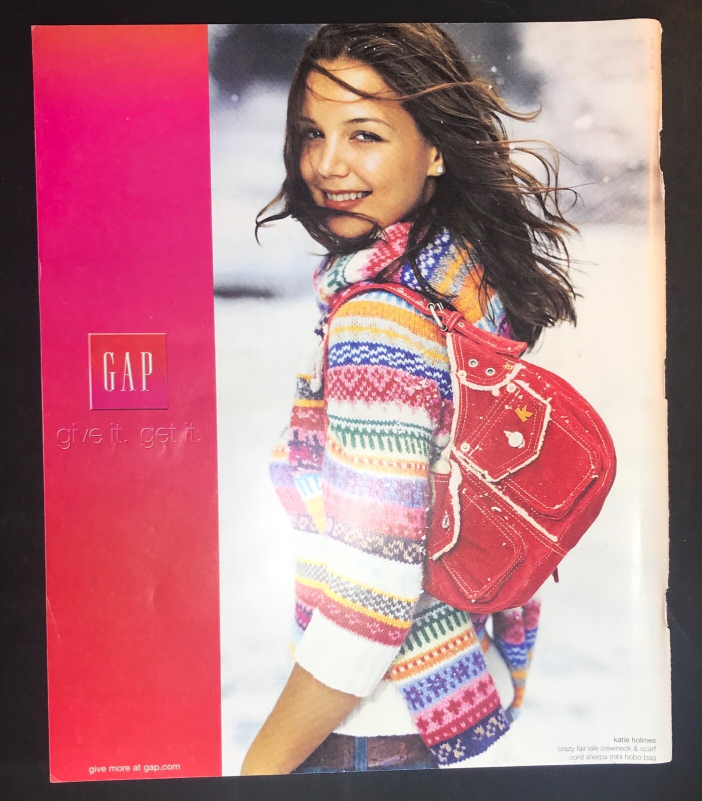 Vintage 2000s large 10 by 12 mag print ad pretty Katie Holmes GAP mancave decor