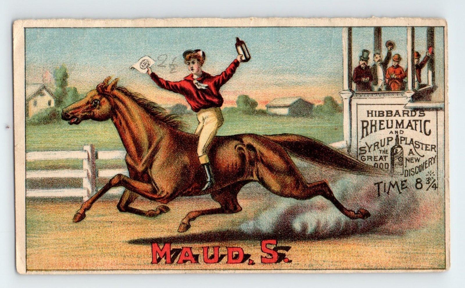 Hibbard’s Rheumatic Syrup Trade Card MAUD S Horse Racing Michigan Quack Med VTG