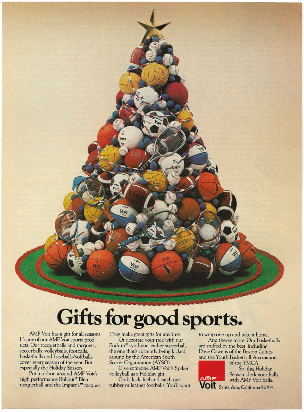 Vintage Print Ad AMF Voit – Gifts Good For Sports – Sportsball Christmas Tree
