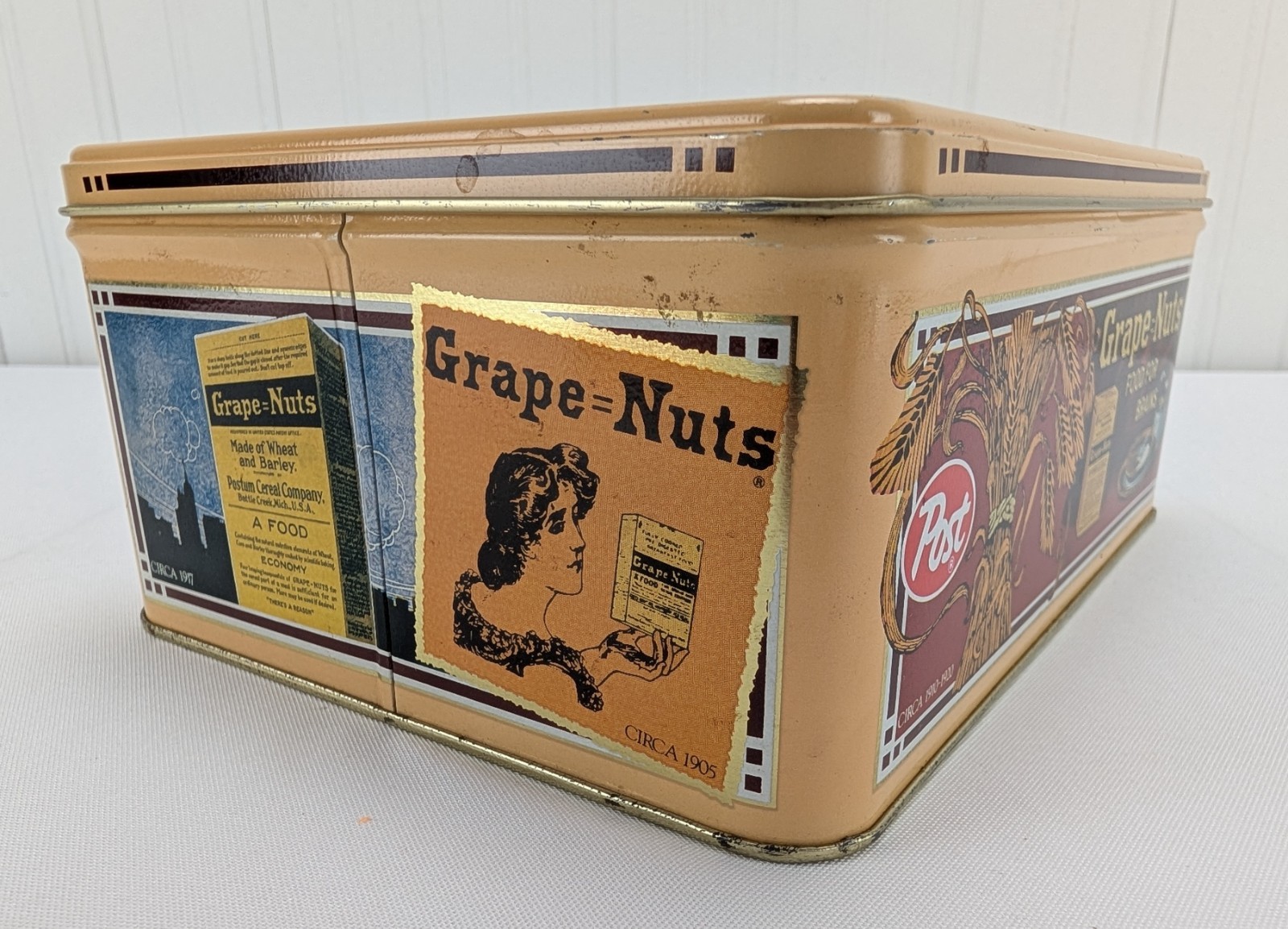 Post Grape Nuts Metal Tin Vintage Replica General Foods Storage Home Display