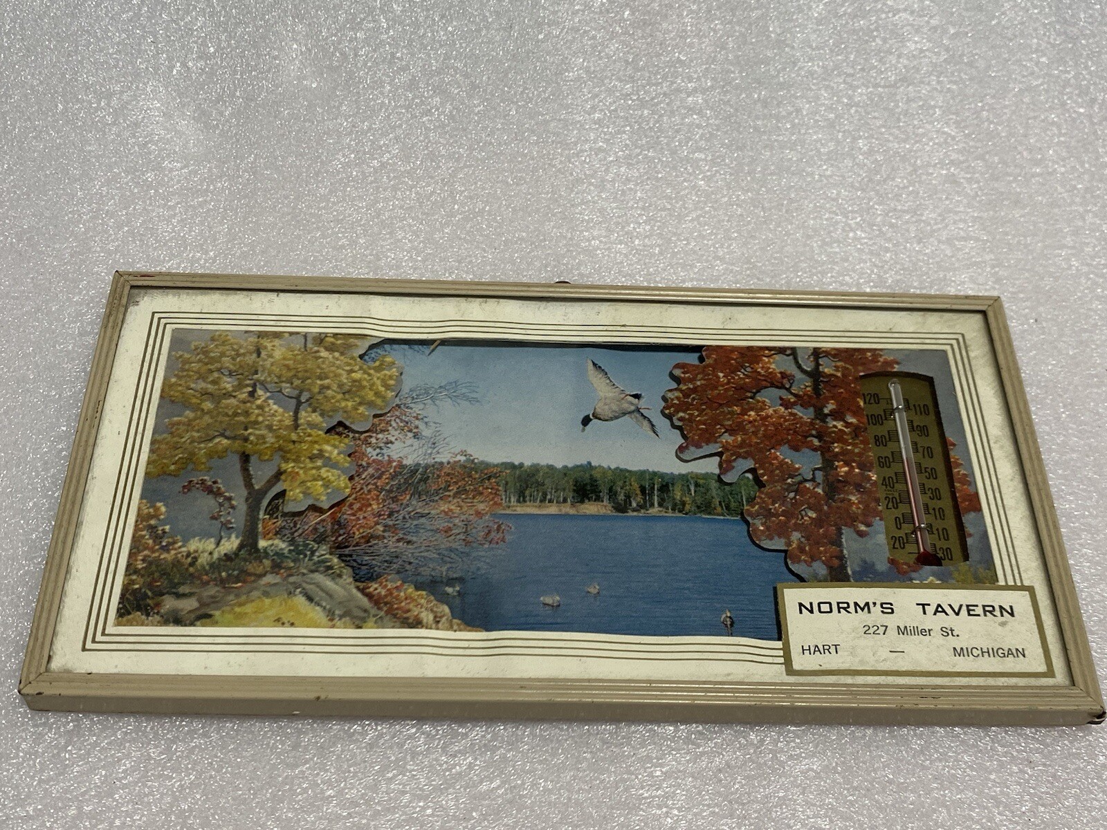 Vtg 1950’s Norm’s Tavern Hart Michigan Advertising Thermometer Calendar Duck