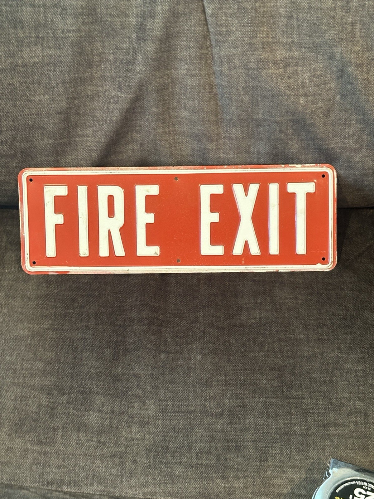 🇺🇸VINTAGE🇺🇸1940s USED ORIGINAL EMBOSSED “FIRE EXIT”RED & WHITE 👀LQQK👀