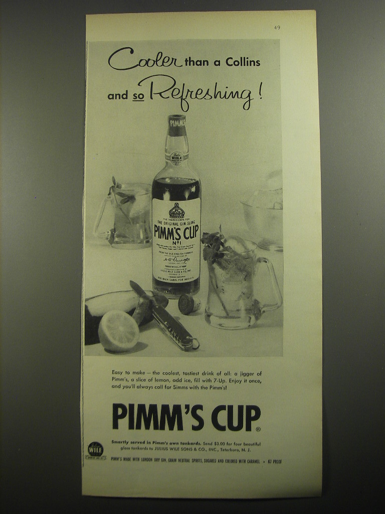 1956 Pimm’s Cup No. 1 Ad – Cooler than a Collins and so Refreshing!