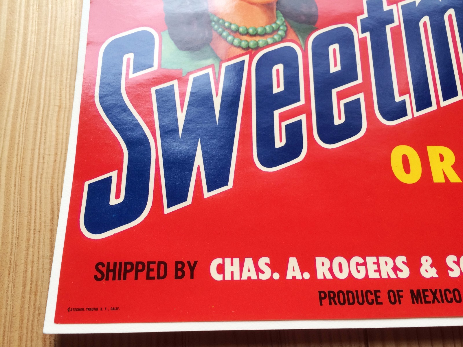 Vintage Sweetmex Orange Crate Label Pride Of Mexico Rogers Sons Weslaco Texas 9″