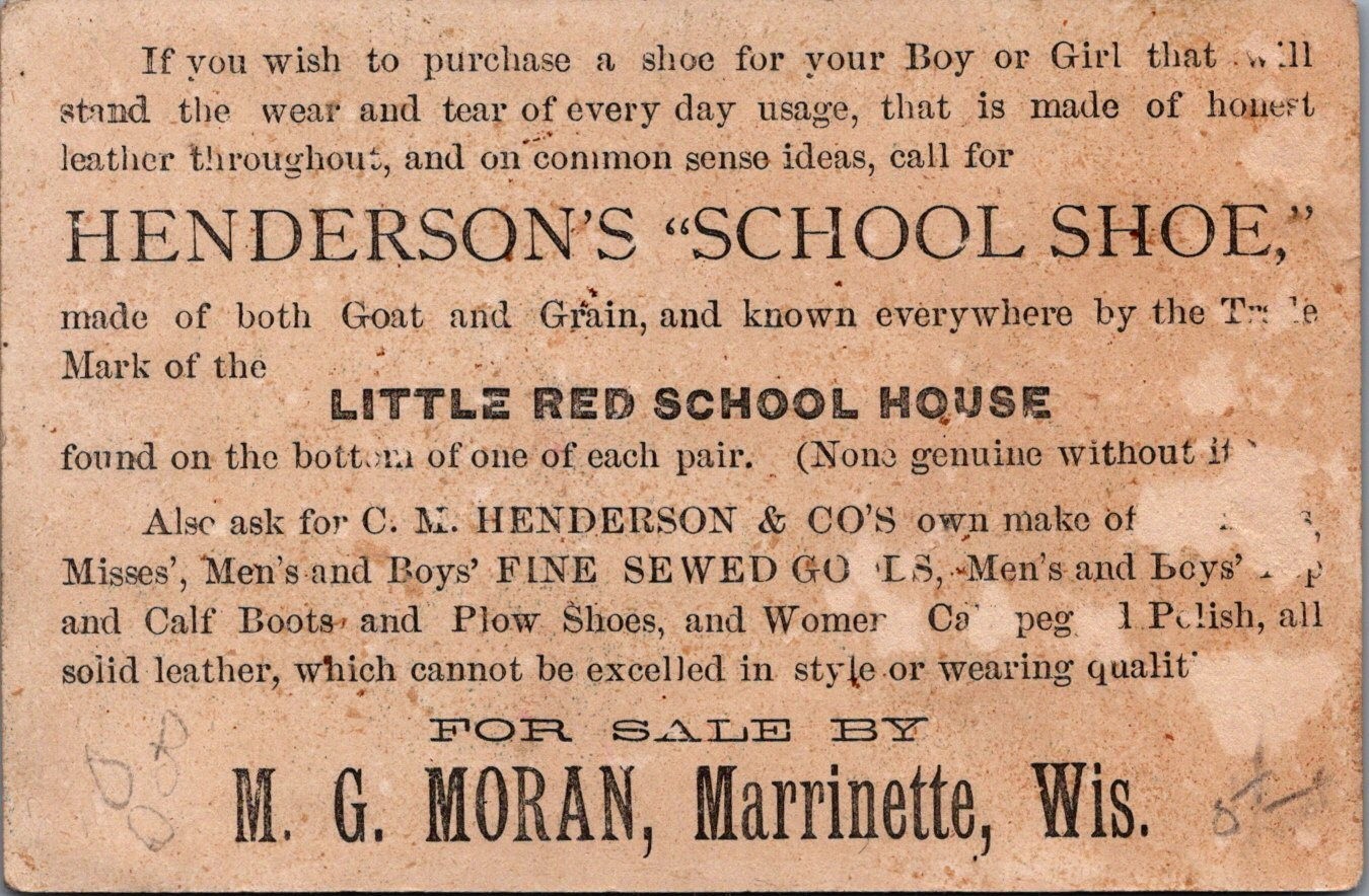 C M Henderson Little Red School House Shoes M G Moran Marrinette WI MQV2