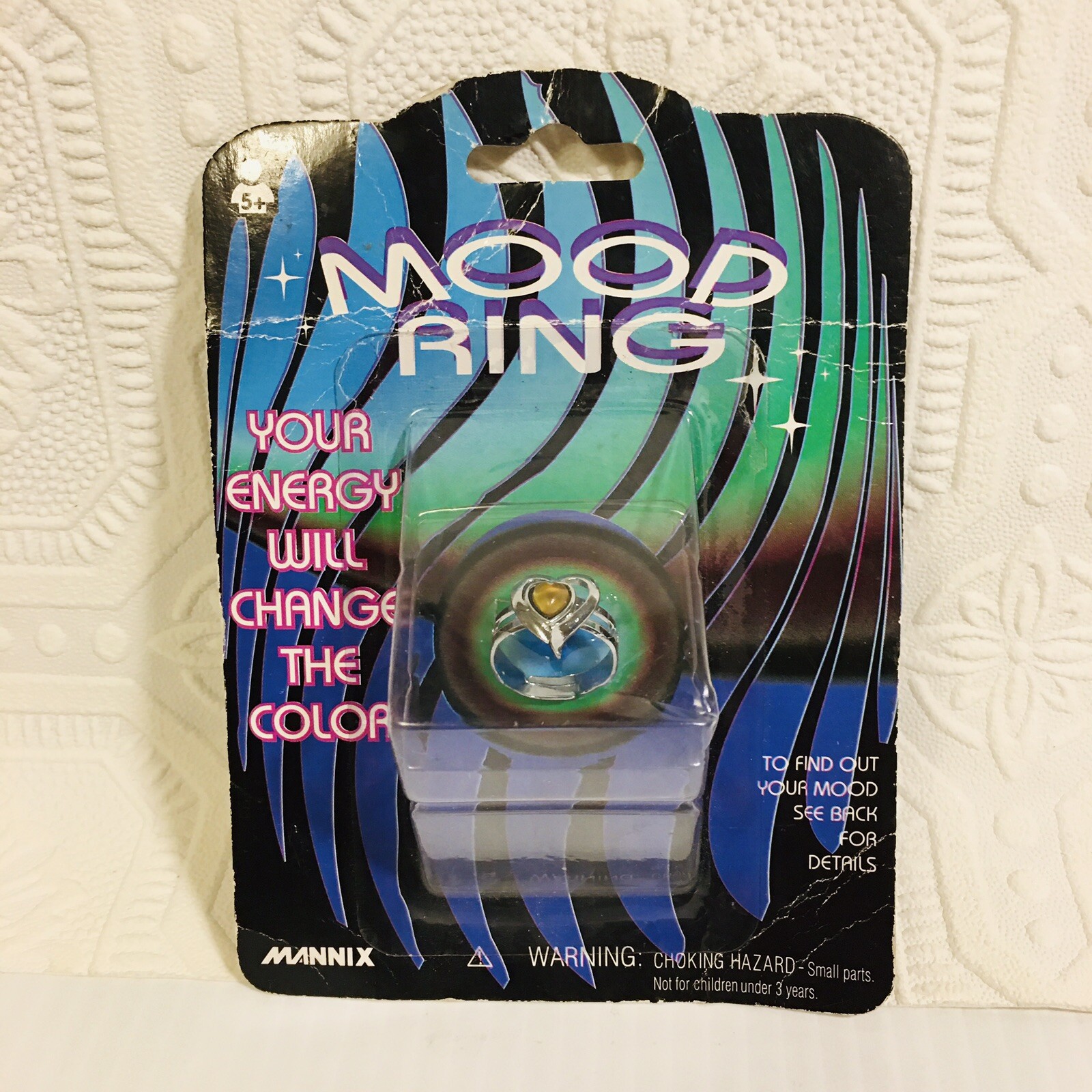 Vintage 1980s Mannix Toy Mood Ring Color Changing Chart on Back of Box NIB