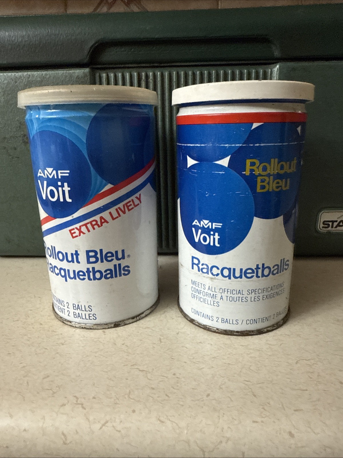 Lot Of 2 Voit AMF Racquetballs Empty Tin Made by AMF Voit Inc USA Can