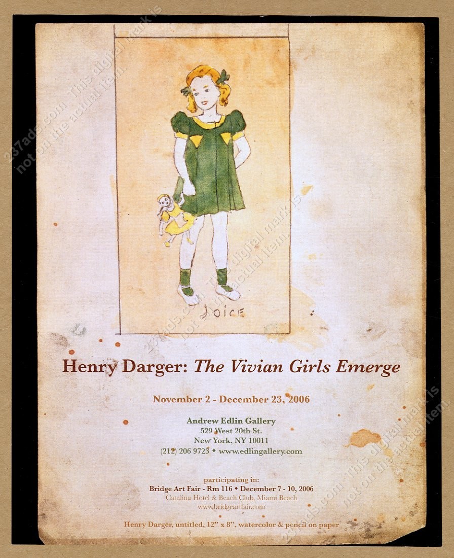 2006 Henry Darger Vivian Girl art NYC gallery show vintage print ad