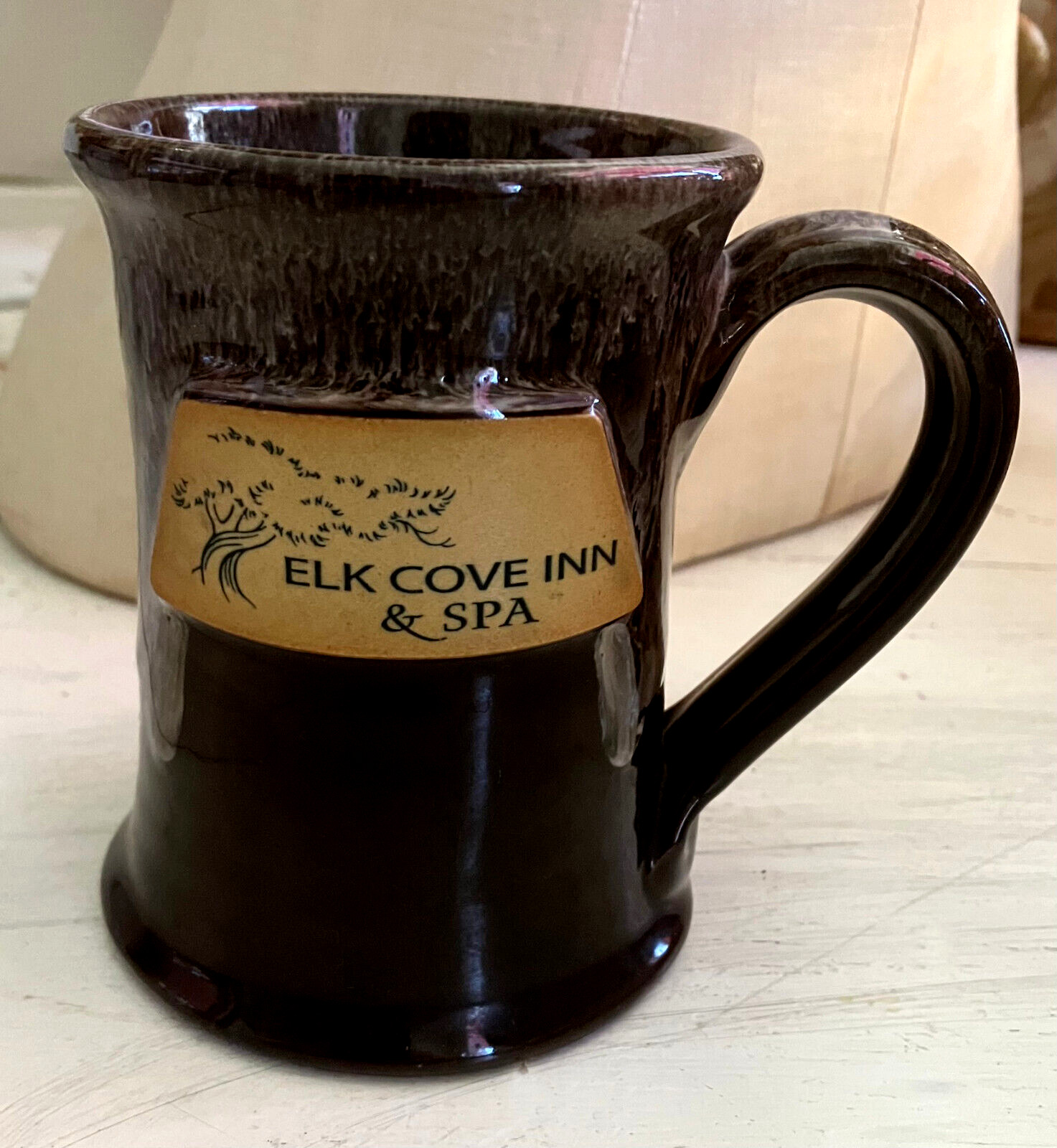 DENEEN POTTERY Handthrown USA 2016 Brown Drip Glaze MUG, For Elk Cove Inn & Spa