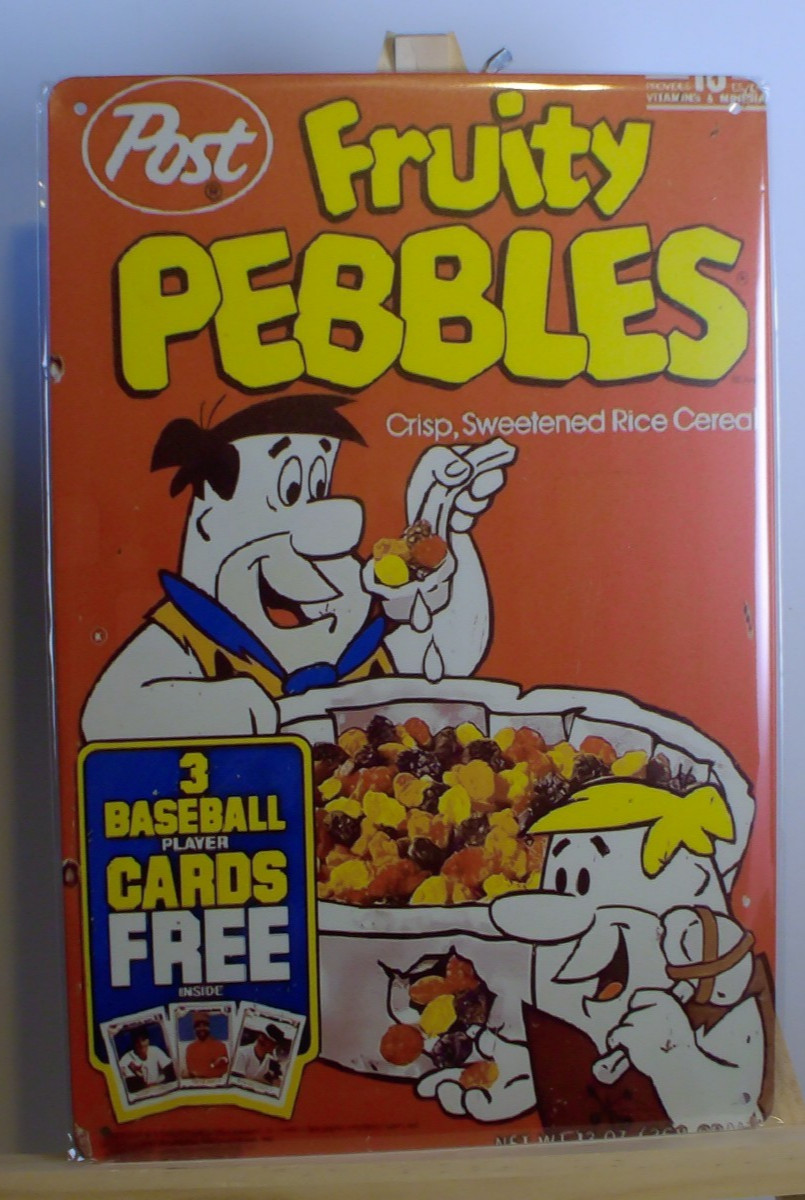 Fruity Pebbles Flintstones Tin Sign 12×8 Vintage Style Cereal Kitchen Decor