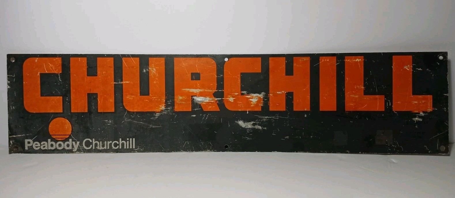 Large 23″ Vintage Peabody Churchill Sign Tin Metal Sign Vintage Advertising Sign