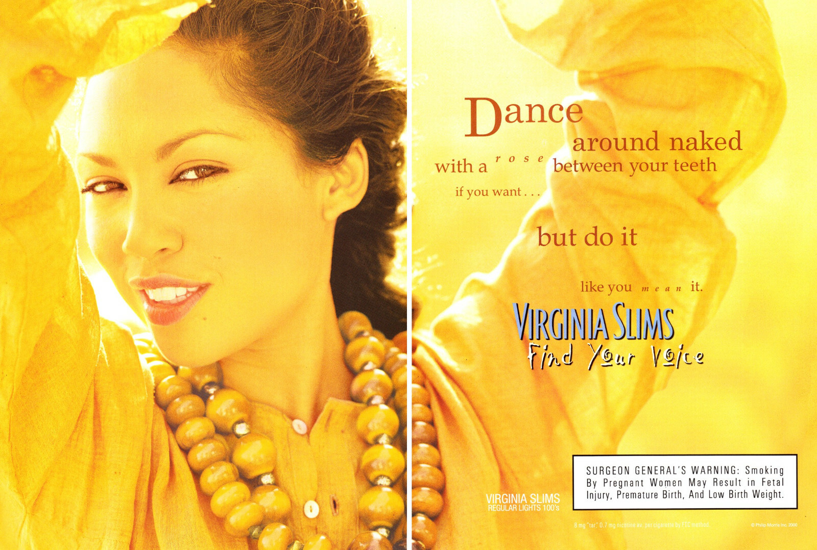 VIRGINIA SLIMS CIGARETTE 2 PG AD #33 RARE 2000 VINTAGE OOP