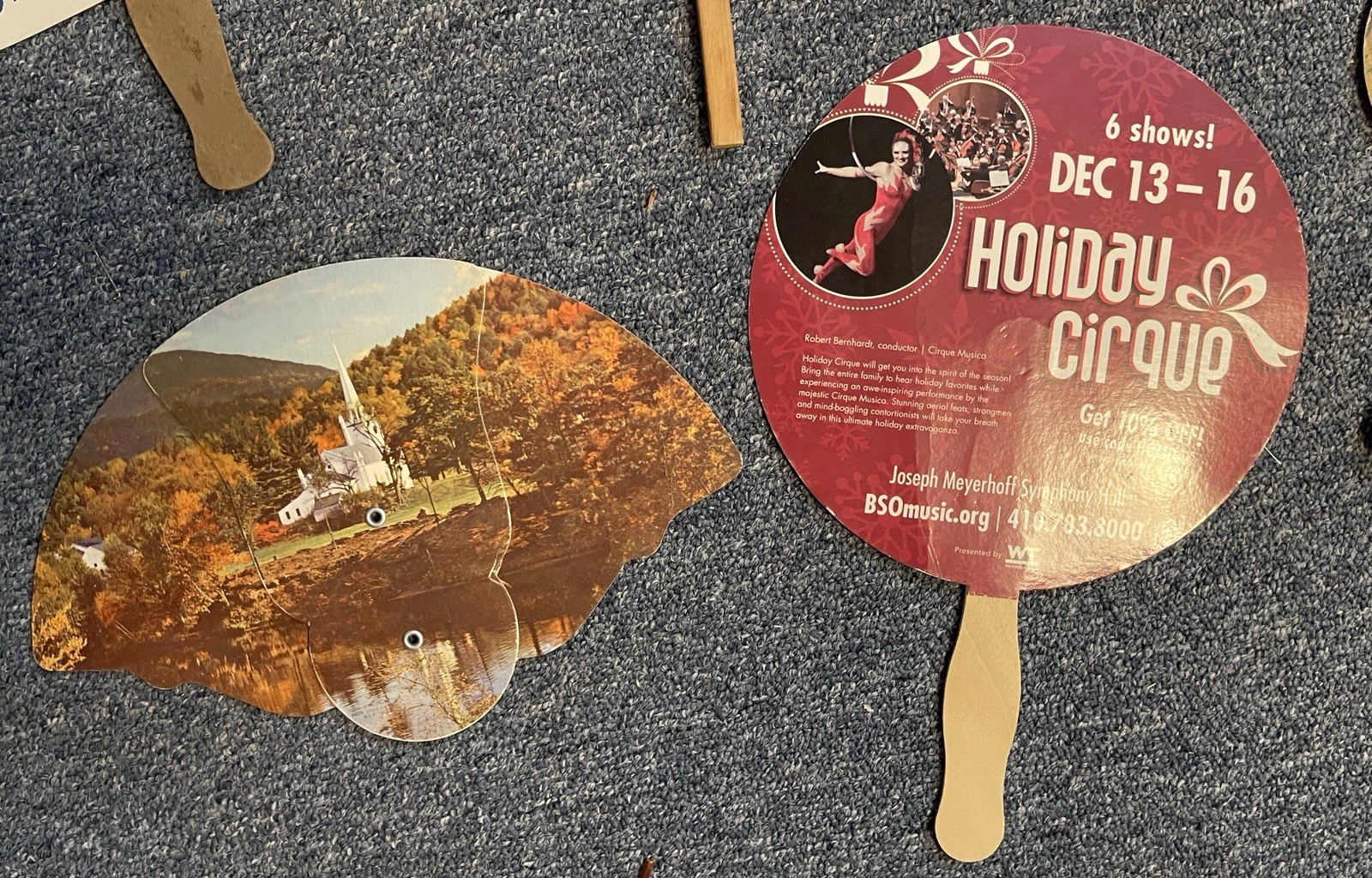 Advertising Hand Held Fans Wood Handles 1 Three Fold Lot of 6 – Five Vintage