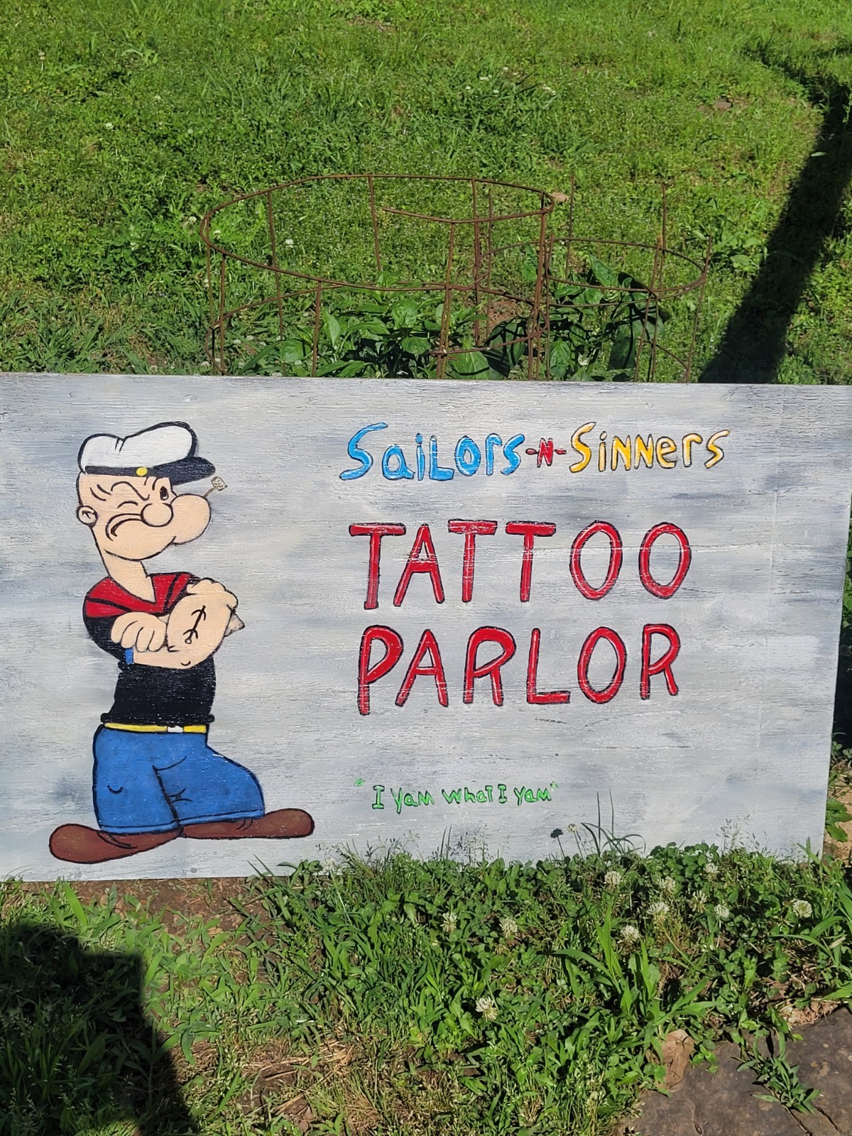 42×24 Folk Art Tattoo Shop Parlor Sign Popeye The Sailor Man Advertising Display