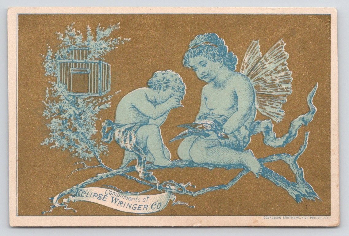 Eclipse Wringer Co Donaldson Brothers Five Point NY Victorian Trade Card 3×4.5″