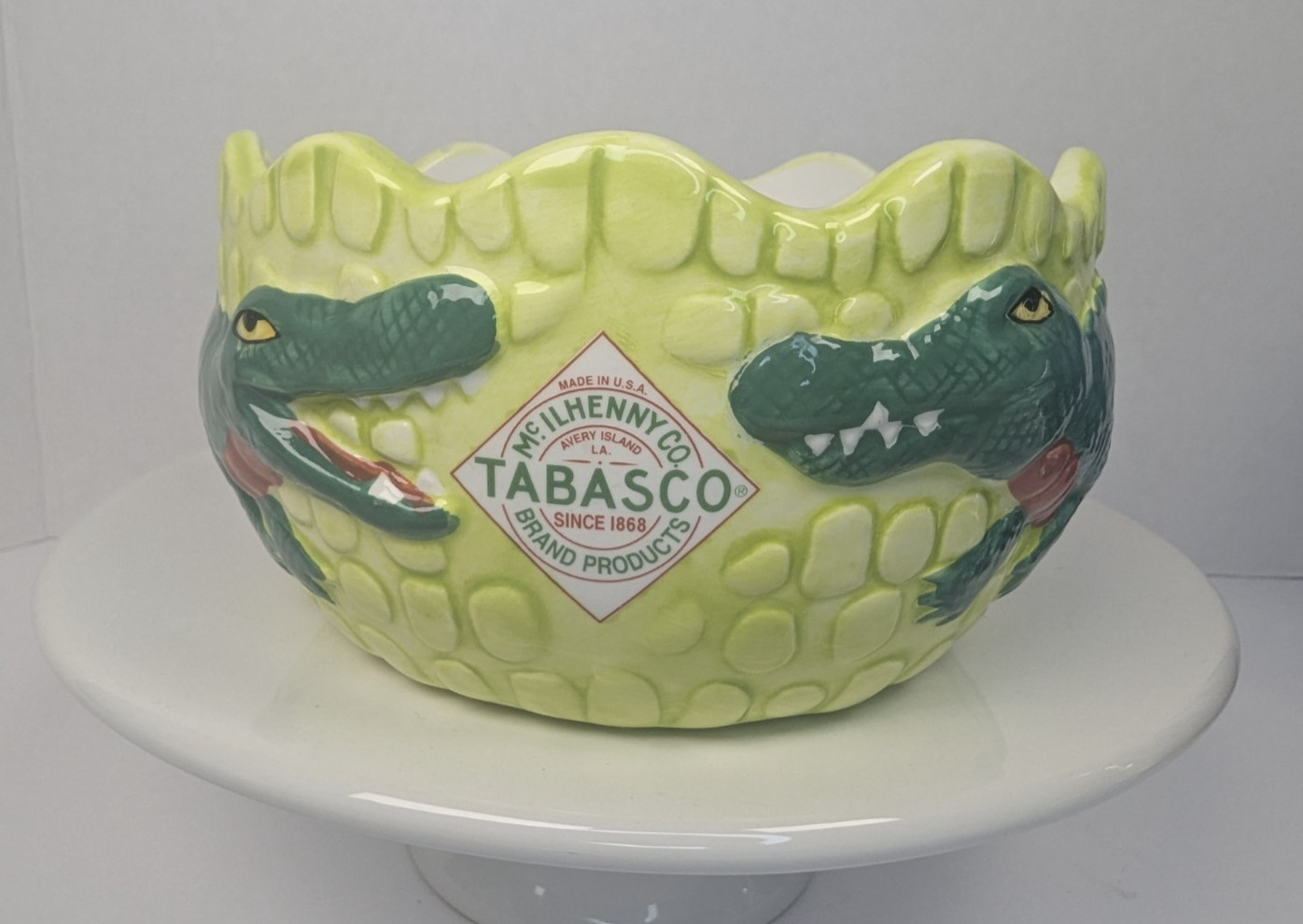 TABASCO McIlhenny Alligator Crocodile Ceramic Dip Bowl 5” Collectible