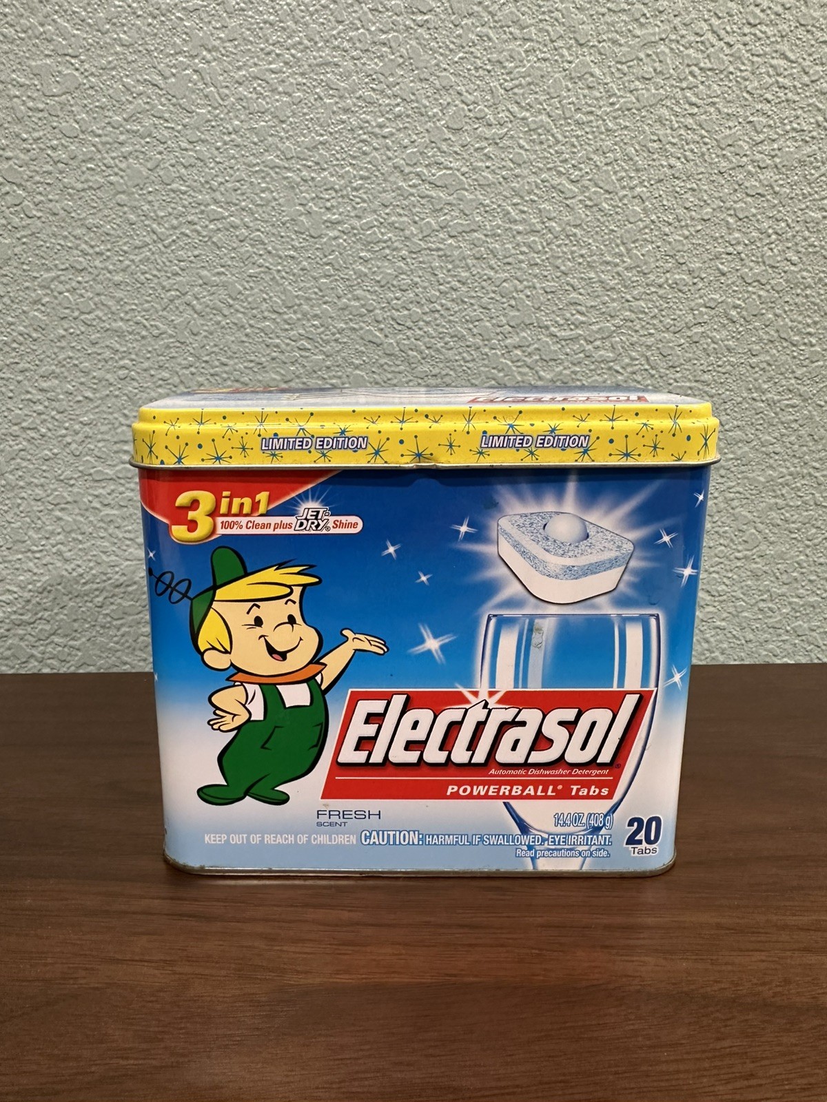Electrasol Powerball Tabs 3-1 Jet Dry Elroy Jetson Metal Tin Vintage