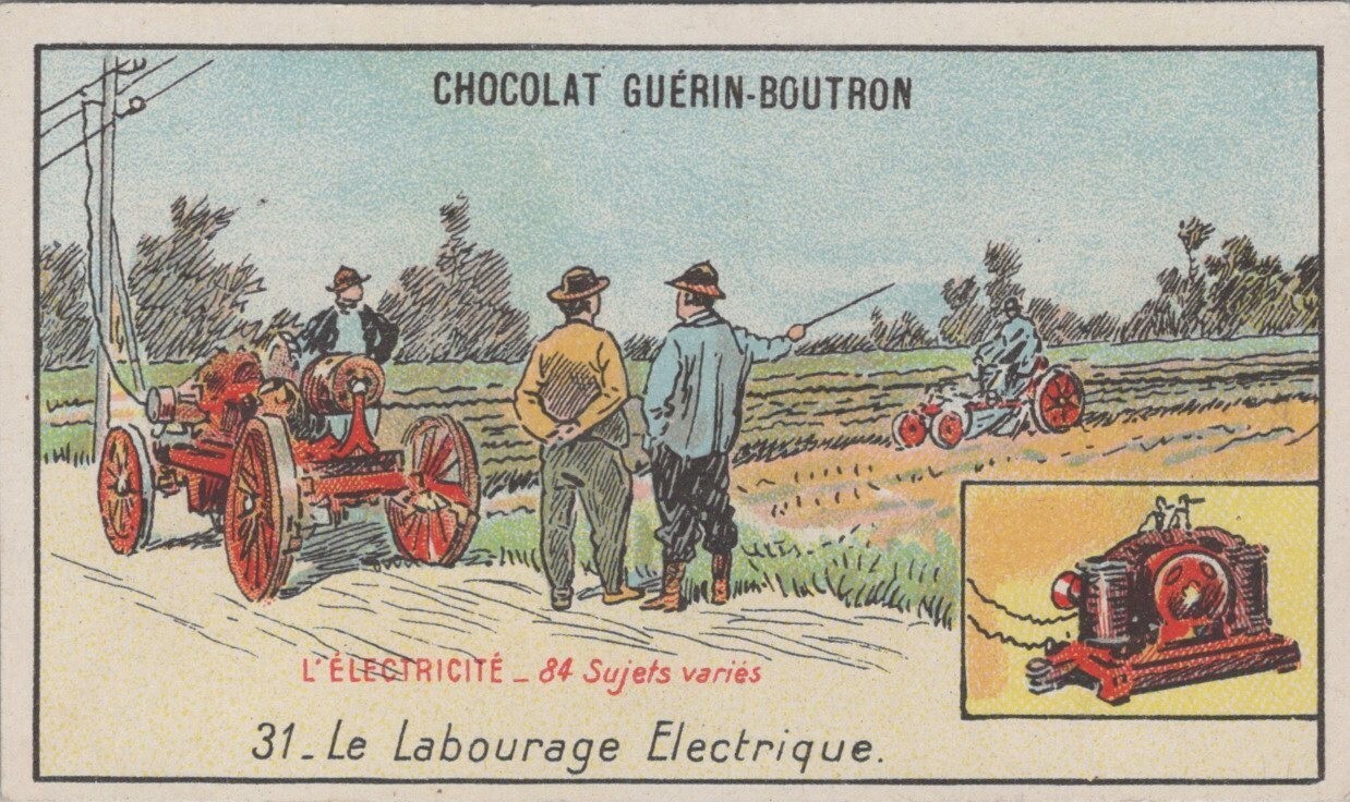 Electric Plow Guerin Boutron Chocolate Electricity Farm Field French HPV3