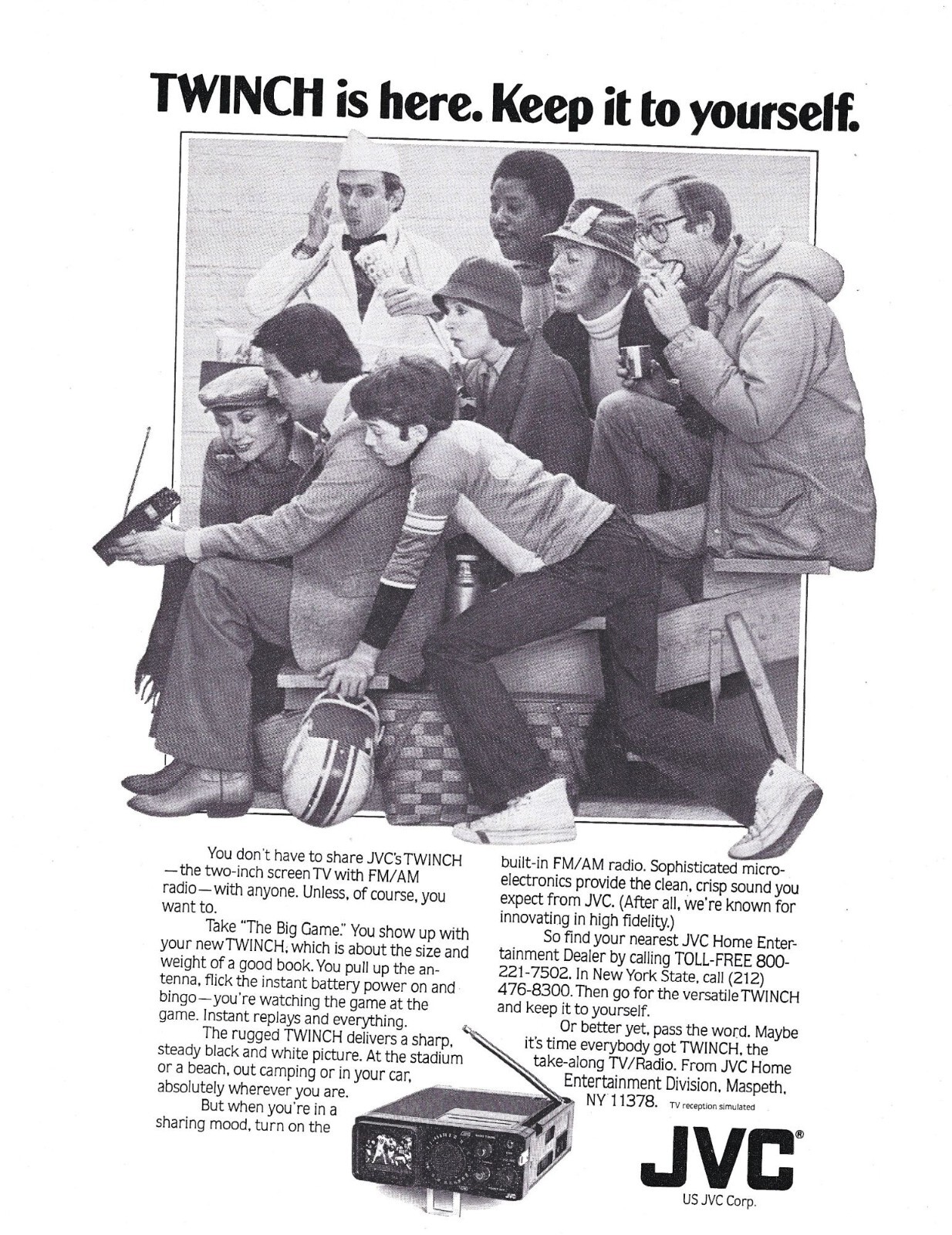 JVC TWINCH Portable FM AM Radio Dual Speakers PRINT AD 1979