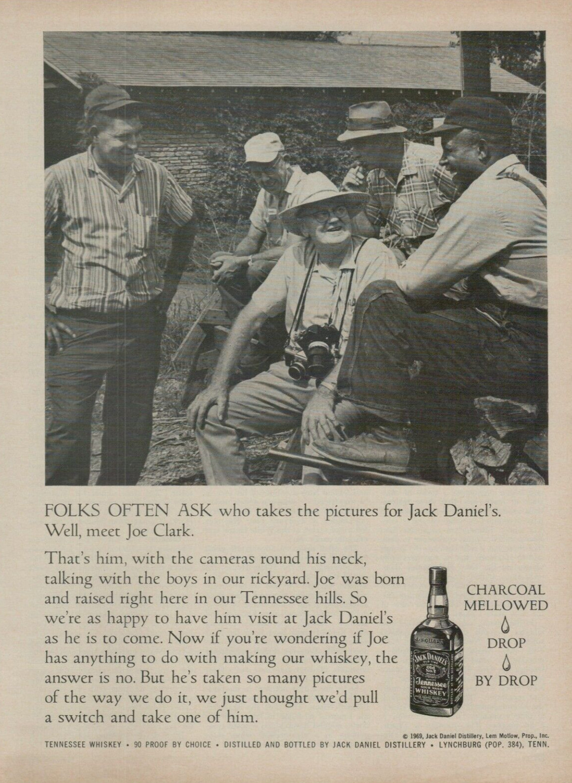 1969 Jack Daniel’s Tennessee Whisky Joe Clark Photographer Pics VINTAGE PRINT AD