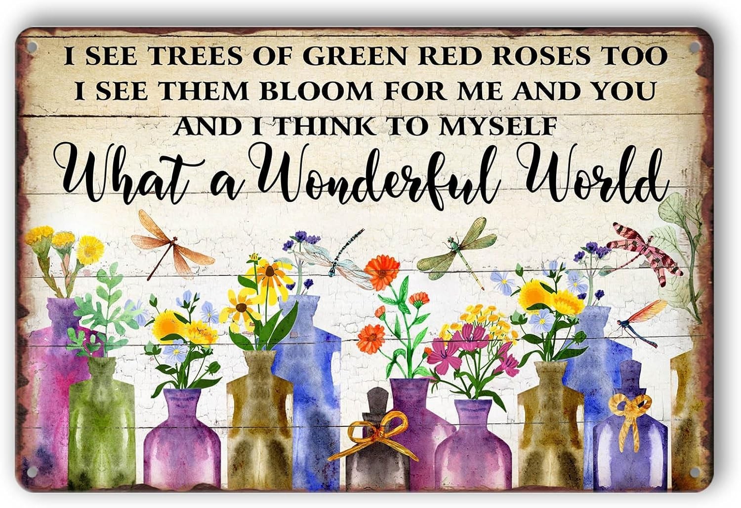 Beautiful Vintage Flower Market Wall Art – 8×12 Metal Sign for Indoor & Outdoor