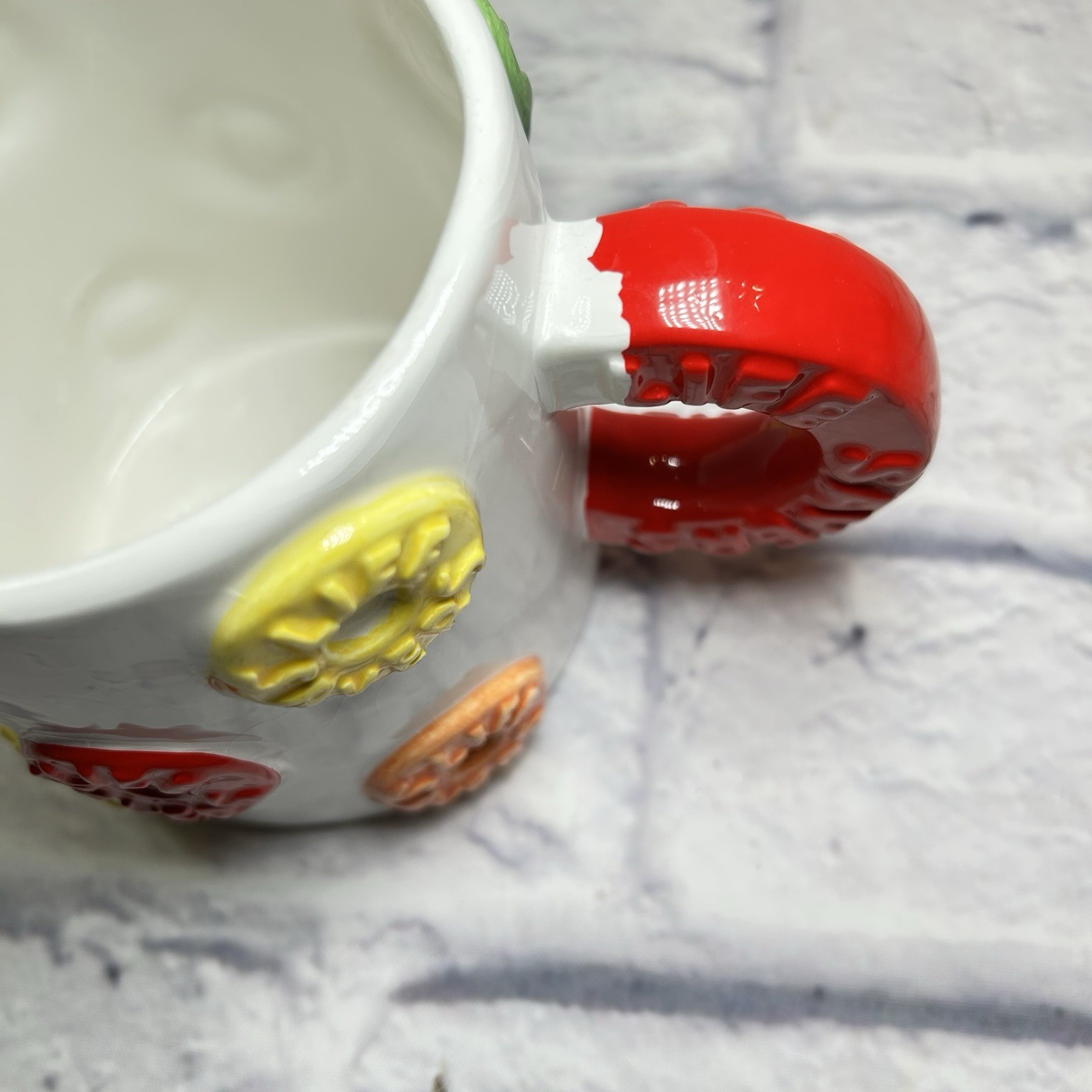 Vintage LifeSavers Mug 22oz White w/Color Lifesavers 3D Life Savers Flaked Paint