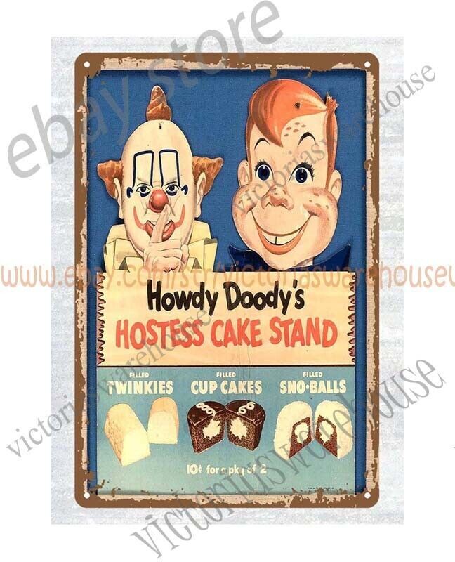 home furnishing items 1950 HOWDY DOODY HOSTESS CAKE STAND metal tin sign